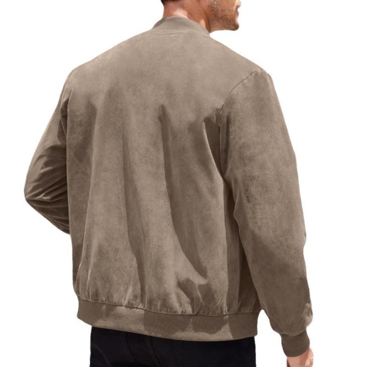 Stone Regular Fit Suedette Bomber Jacket  |  Mens Coats & Jackets Clothing Coats & Jackets