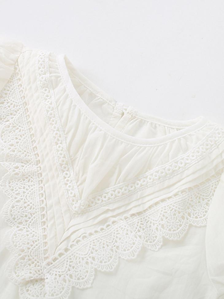 White Chevron Lace Collar T-Shirt  |  Womens T-Shirts & Vests Clothing T-Shirts & Vests