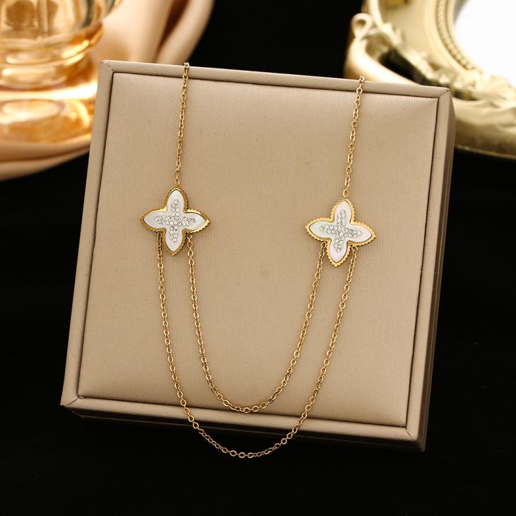 White Clover Charm Necklace  |  Womens Jewellery Accessories Jewellery