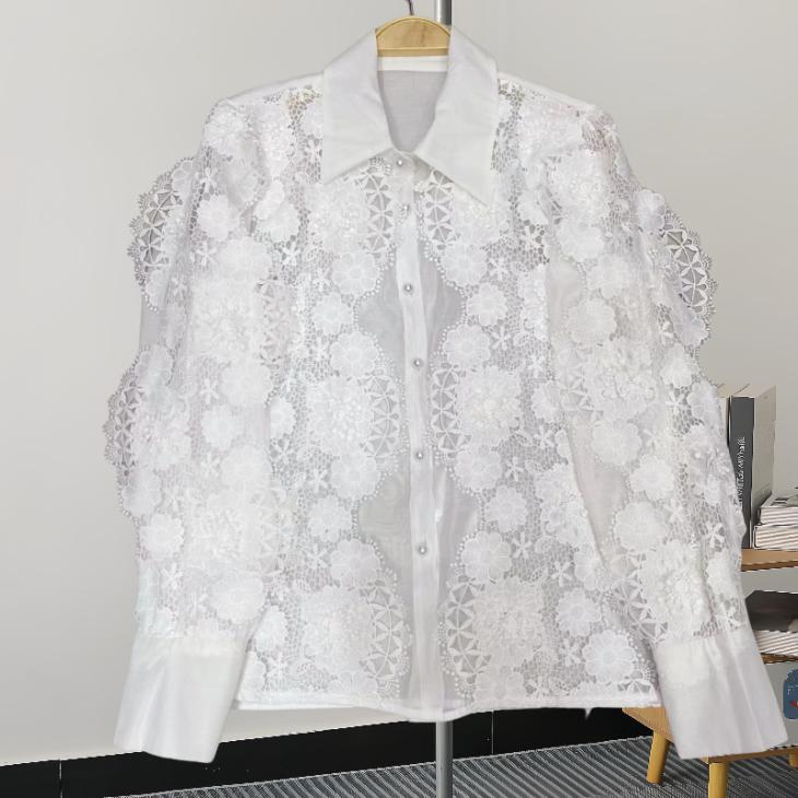 White Embroidered Lace Shirt  |  Womens Blouses & Shirts Blouses & Shirts Blouses & Shirts