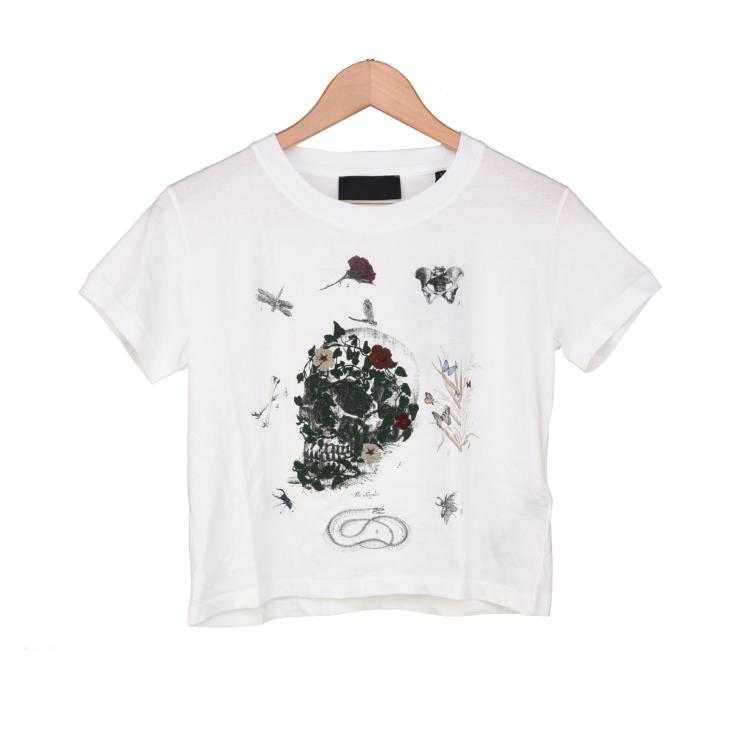 White Floral Foil Detail T-Shirt  |  Womens T-Shirts & Vests Clothing T-Shirts & Vests