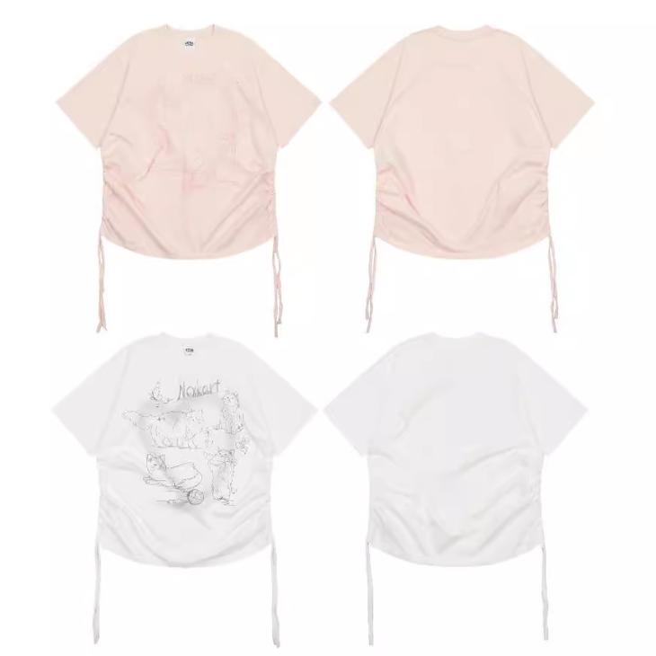 White Ruched Detail T-Shirt  |  Womens Tops & T-Shirts Clothing T-Shirts & Vests