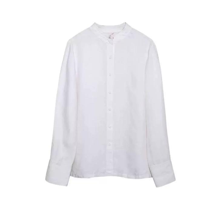 White Slim Fit Grandad Collar Shirt  |  Mens Shirts Clothing Mens