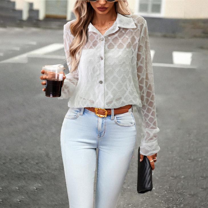 White Textured Quilted Shirt  |  Womens Tops & T-Shirts Blouses & Shirts Blouses & Shirts