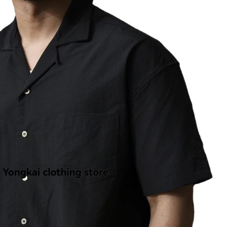 Black Slim Fit Jersey Revere Shirt  |  Mens Tops Clothing Mens