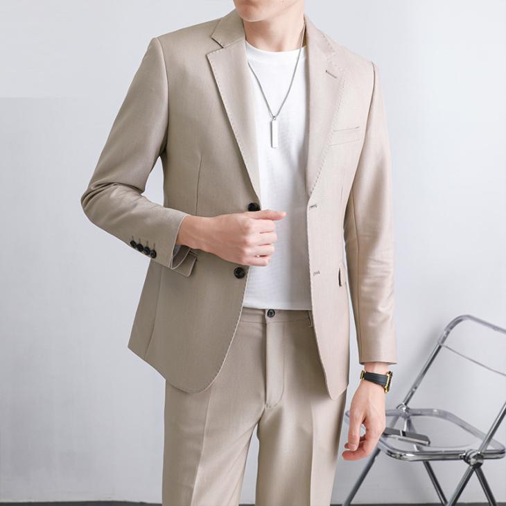 Stone Slim Fit Linen Blend Suit Jacket  |  Mens Suits Clothing Lazers